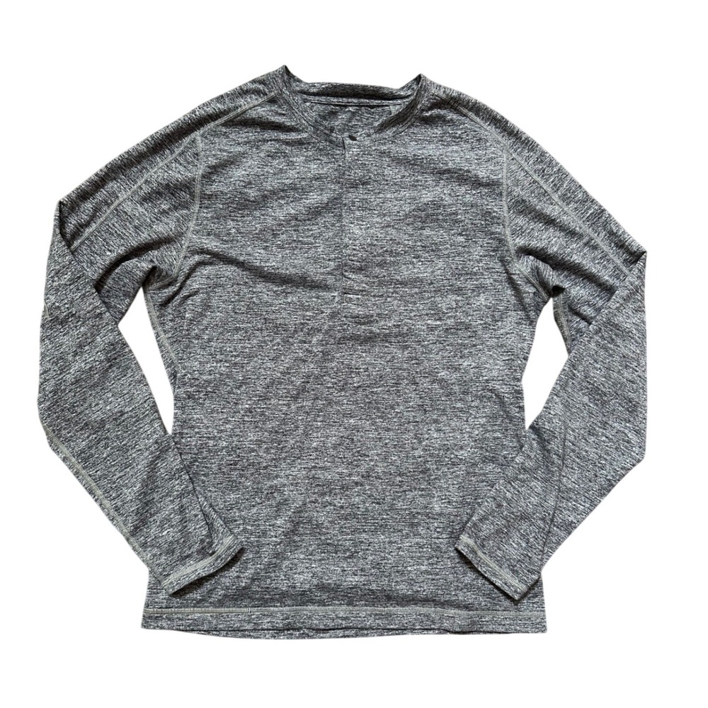 Lululemon Mens Gray Surge Long Sleeve Henley Shirt